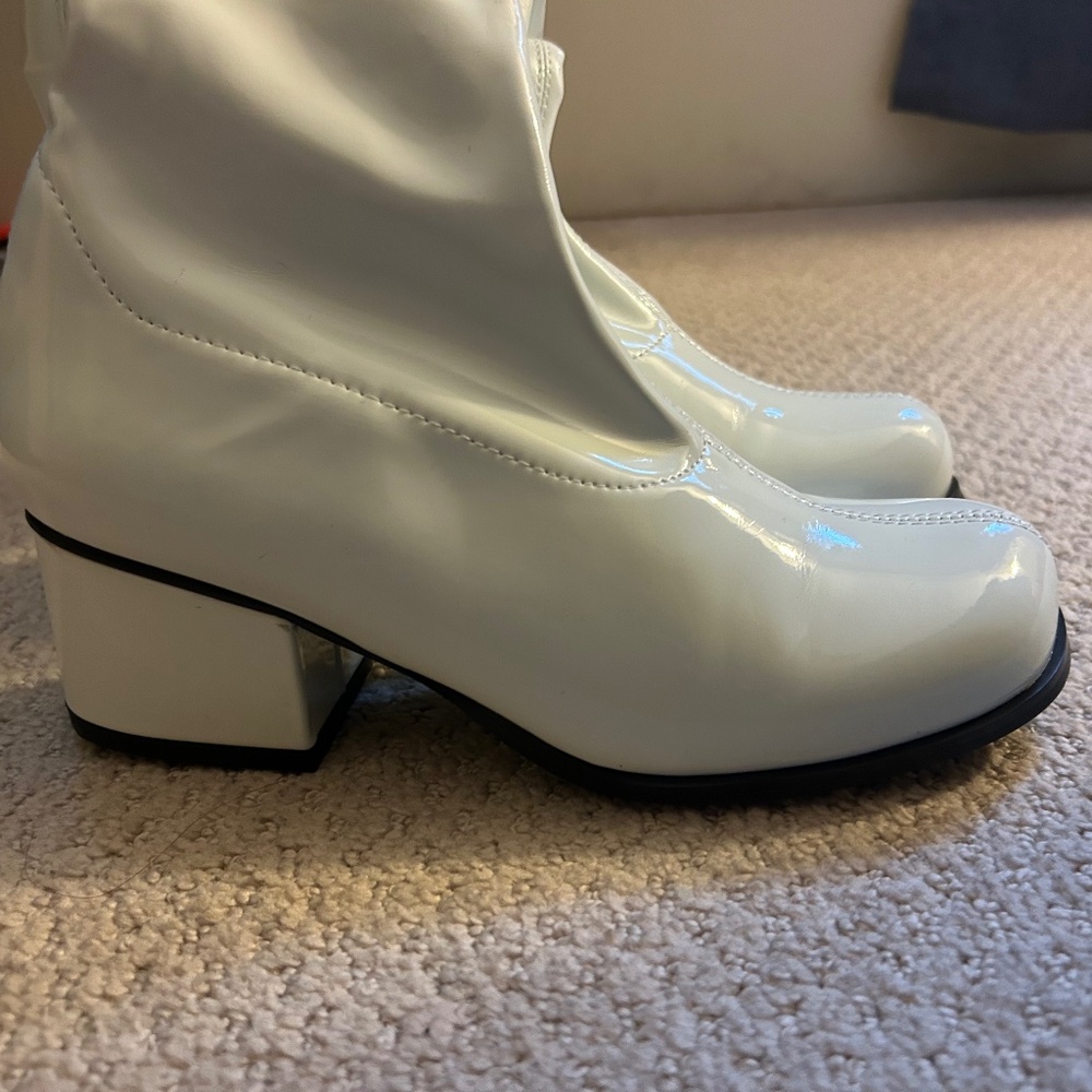 Pleaser Funtasma 70S Disco Block Heel Knee High Gogo Boots RETRO300 White Size 6